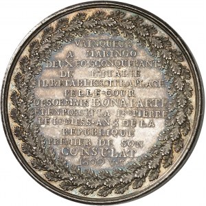 Konsulat (1799-1804). Medaille, Wiederaufbau des Place Bellecour in Lyon, von Mercié Jahr 8 - 1800, Lyon.