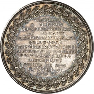 Konzulát (1799-1804). Medaila, rekonštrukcia námestia Bellecour v Lyone, autor Mercié Rok 8 - 1800, Lyon.
