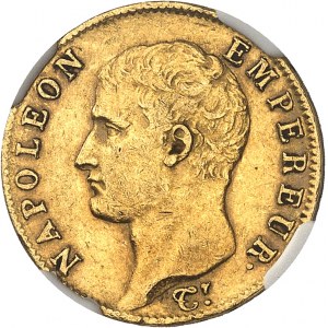 Primo Impero / Napoleone I (1804-1814). 20 franchi a testa nuda, calendario rivoluzionario, colpo di medaglia Anno 14 (1806), Q, Perpignan.