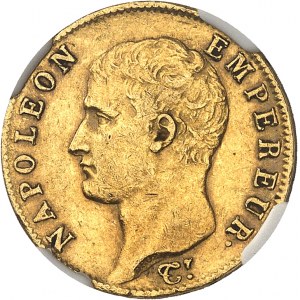 Prvé cisárstvo / Napoleon I. (1804-1814). 20 frankov s holou hlavou, revolučný kalendár, medailová razba Rok 14 (1806), Q, Perpignan.