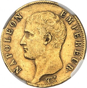 Primo Impero / Napoleone I (1804-1814). 20 franchi a testa nuda, calendario rivoluzionario, colpo di medaglia Anno 14 (1806), Q, Perpignan.