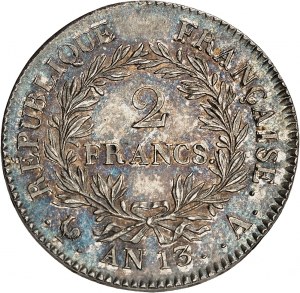 Premier Empire / Napoléon Ier (1804-1814). 2 francs calendrier révolutionnaire An 13 (1805), A, Paris.