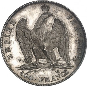 Pierwsze Cesarstwo / Napoleon I (1804-1814). Próba 100 złotych franków wybita w srebrze przez Vassallo, Frappe spéciale (SP) 1807, Genua.