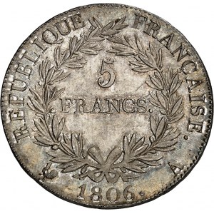 Pierwsze Cesarstwo / Napoleon I (1804-1814). 5 franków Cesarz, kalendarz gregoriański 1806, A, Paryż.
