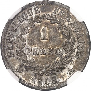 Premier Empire / Napoléon Ier (1804-1814). 1 franc République 1808, A, Paris.