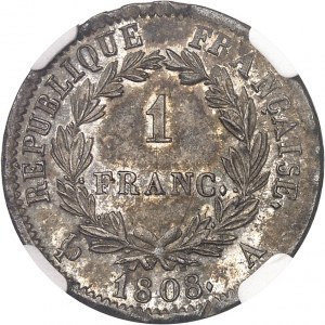 Prvé cisárstvo / Napoleon I. (1804-1814). 1 franc République 1808, A, Paris.