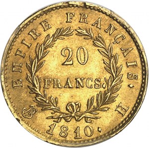 First Empire / Napoleon I (1804-1814). 20 francs Empire 1810, H, La Rochelle.