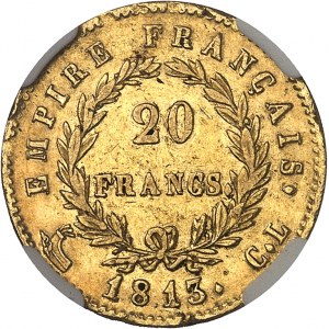 Primo Impero / Napoleone I (1804-1814). 20 franchi Impero 1813, CL, Genova.
