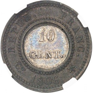 Premier Empire / Napoléon Ier (1804-1814). Essai de 10 centimes à l’aigle, bimétallique 1806, Paris.