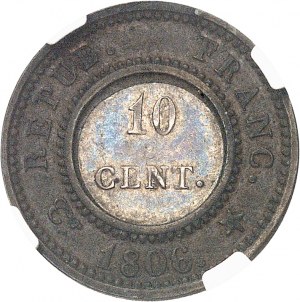 Prvé cisárstvo / Napoleon I. (1804-1814). Skúšobná 10-centimová minca s orlom, bimetalická 1806, Paríž.