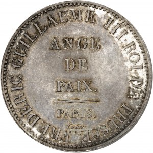 Provisorische Regierung von 1814 (1. April bis 2. Mai 1814). 5-Franc-Modul, Friedrich Wilhelm III. Friedensengel, von Tiolier 1814, Paris.