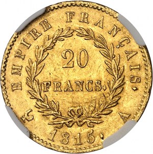 Hundert Tage / Napoleon I. (März-Juli 1815). 20 Franken Empire 1815, A, Paris.