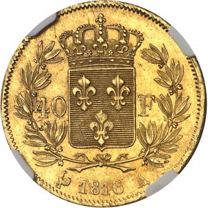 Ludvík XVIII (1814-1824). 40 franků 1816, A, Paříž.