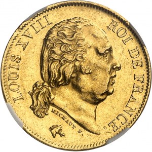 Louis XVIII (1814-1824). 40 francs 1819, W, Lille.