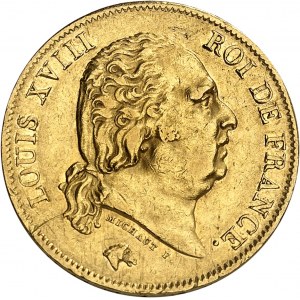 Luigi XVIII (1814-1824). 40 franchi 1822, A, Parigi.
