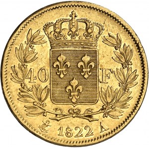 Ludvík XVIII (1814-1824). 40 franků 1822, A, Paříž.