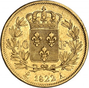 Ľudovít XVIII (1814-1824). 40 frankov 1822, A, Paríž.