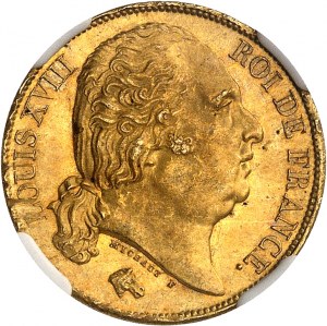 Ľudovít XVIII (1814-1824). 20 frankov s holou hlavou 1817, A, Paríž.