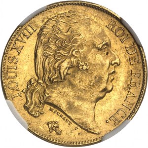 Ludwig XVIII. (1814-1824). 20 Franken kopfstehend 1819, A, Paris.