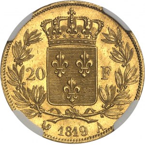 Ludvík XVIII (1814-1824). 20 franků s holou hlavou 1819, A, Paříž.