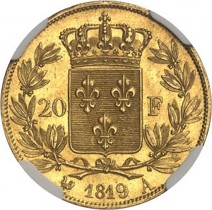 Ludwik XVIII (1814-1824). 20 franków z gołą głową, 1819, A, Paryż.