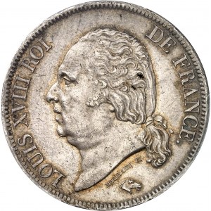 Louis XVIII (1814-1824). 5 francs buste nu 1817, A, Paris.