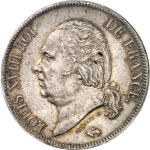 Ludvík XVIII (1814-1824). 5 franků nahé poprsí 1817, A, Paříž.