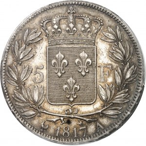 Ludwik XVIII (1814-1824). 5 franków nagie popiersie 1817, A, Paryż.