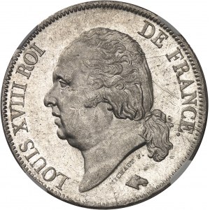 Ludwig XVIII. (1814-1824). 5 Francs Nackte Büste 1821, W, Lille.