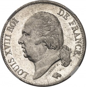 Louis XVIII (1814-1824). 5 francs nude bust 1821, W, Lille.