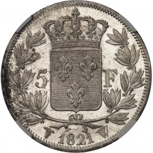 Ludwig XVIII. (1814-1824). 5 Francs Nackte Büste 1821, W, Lille.