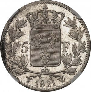 Louis XVIII (1814-1824). 5 francs buste nu 1821, W, Lille.