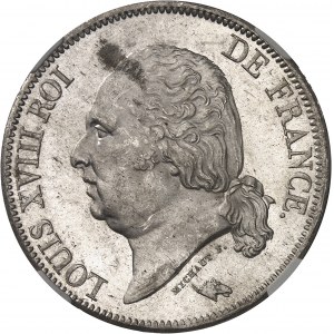 Ľudovít XVIII (1814-1824). 5 frankov nahá busta 1822, W, Lille.