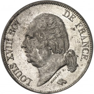 Ľudovít XVIII (1814-1824). 5 frankov za nahé poprsie 1823, L, Bayonne.