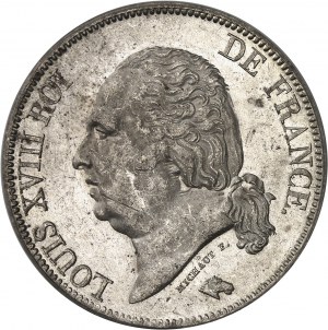 Ludwig XVIII. (1814-1824). 5 Franken Nackte Büste 1823, L, Bayonne.