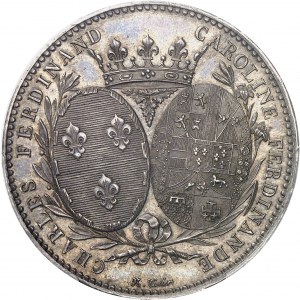Luigi XVIII (1814-1824). Modulo da 5 franchi, visita della Monnaie de Paris da parte del Duca e della Duchessa di Berry 1817, Parigi.