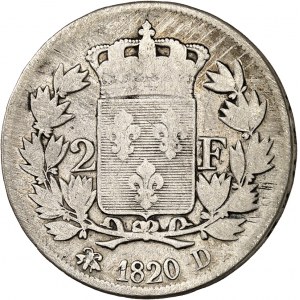 Luigi XVIII (1814-1824). 2 franchi 1820, D, Lione.