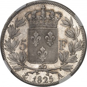 Carlo X (1824-1830). 5 franchi, 1° tipo 1825, A, Parigi.