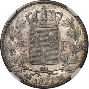 Karol X (1824-1830). 5 franków, 2. typ 1827, MA, Marsylia.