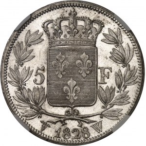 Charles X (1824-1830). 5 francs, 2e type 1828, W, Lille.