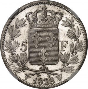 Charles X (1824-1830). 5 francs, 2e type 1828, W, Lille.