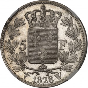 Charles X (1824-1830). 5 Francs, 2. Typ 1828, W, Lille.