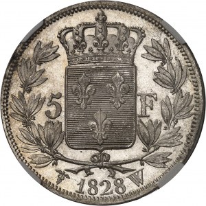 Karol X (1824-1830). 5 franków, 2. typ 1828, W, Lille.