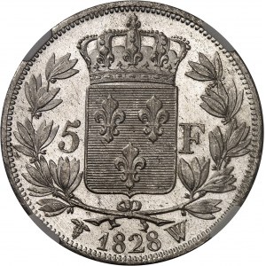 Charles X (1824-1830). 5 francs, 2e type 1828, W, Lille.