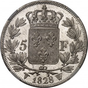 Charles X (1824-1830). 5 francs, 2e type 1828, W, Lille.