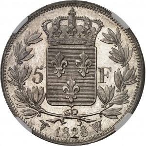 Charles X (1824-1830). 5 francs, 2e type 1828, W, Lille.