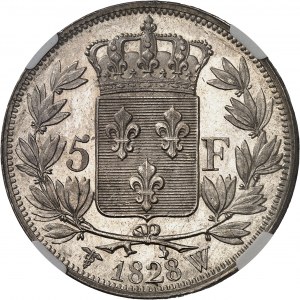 Charles X (1824-1830). 5 francs, 2nd type 1828, W, Lille.