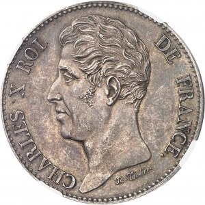 Karol X (1824-1830). Module de 5 francs, visite du Prince de Salerne et de Madame la duchesse de Berry à la Monnaie de Paris, by Tiolier 1825, Paryż.