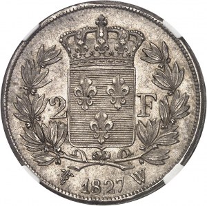 Charles X (1824-1830). 2 francs 1827, W, Lille.