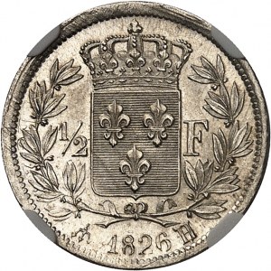 Charles X (1824-1830). 1/2 Franc 1826, H, La Rochelle.